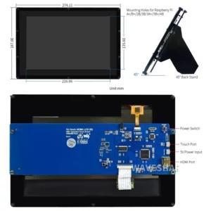 Waveshare 10.1 Inch Capacitive HDMI LCD Display (B) with Case 1280×800