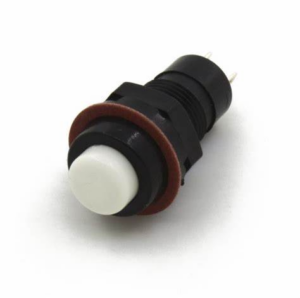 White DS-211 10MM 2PIN Self-Locking Round Button Switch